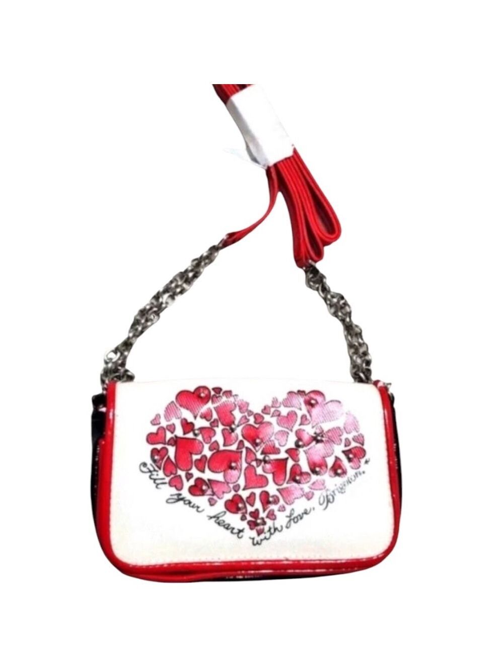 Brighton Media Case White and Red Heart Design